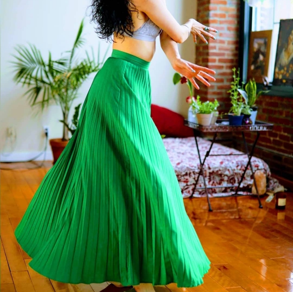 Pleated full-length skirt